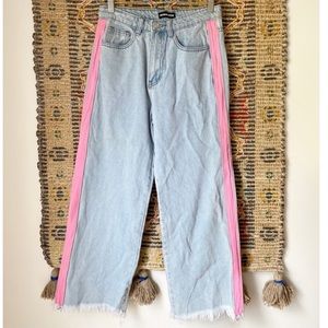 Light Blue Jeans with Pink Stripes